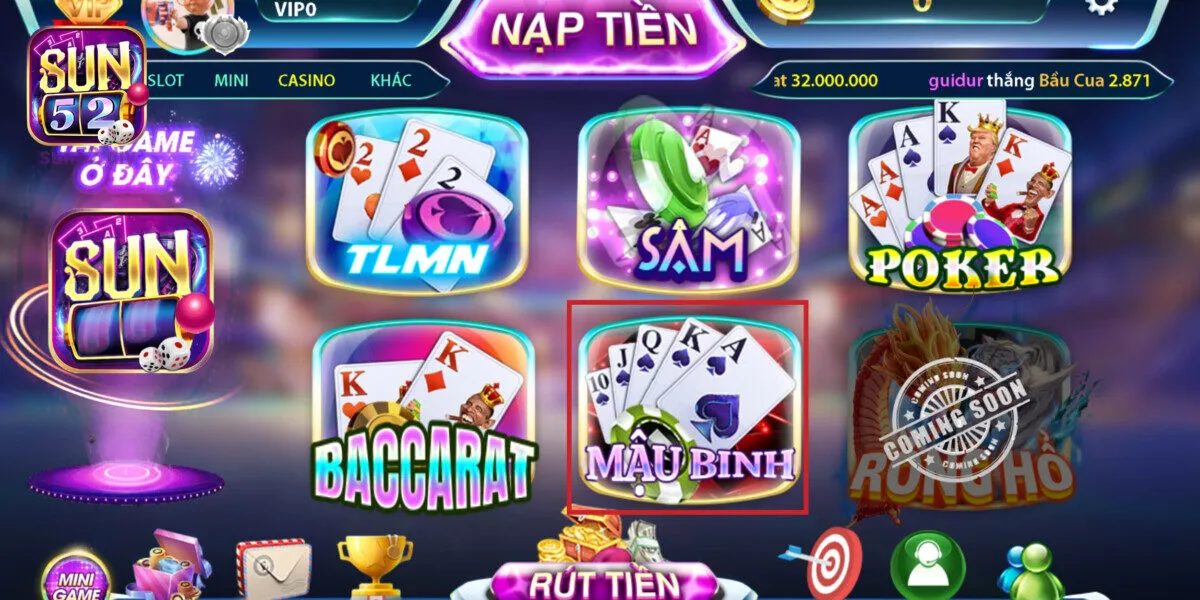 Khám Phá Thế Giới Game Bài Đỉnh Cao Mậu Binh Ở Sun52