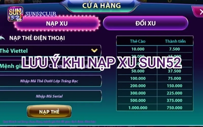 Cách nạp tiền qua Momo Sun52